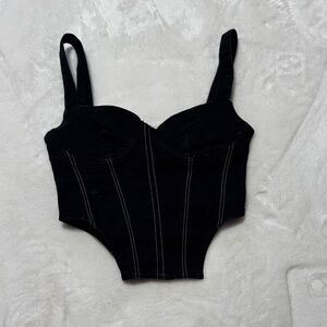 Zara Black Top with White Stitching